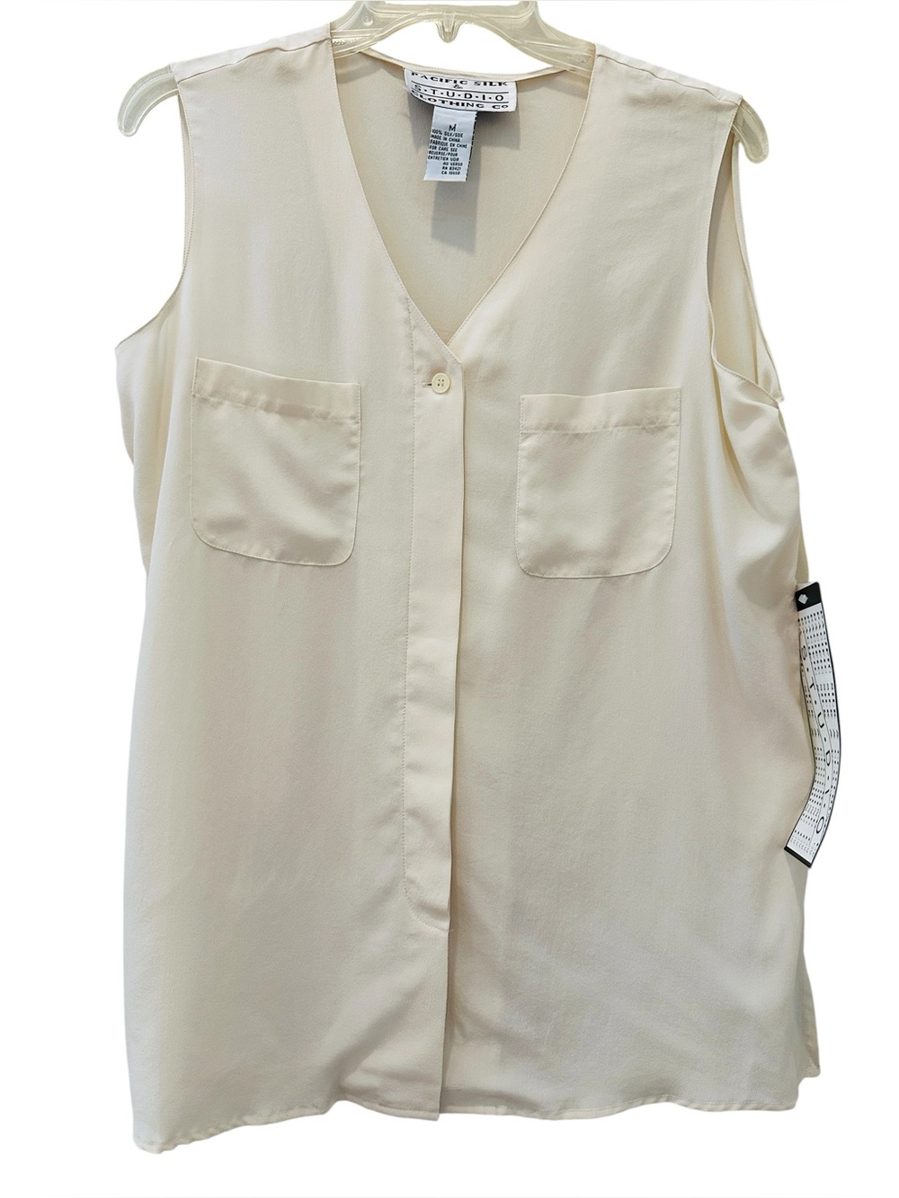 NwT VTG Pacific Silk & Studio Women 100% Silk Sleeveless Blouse Cream Sz M Retro